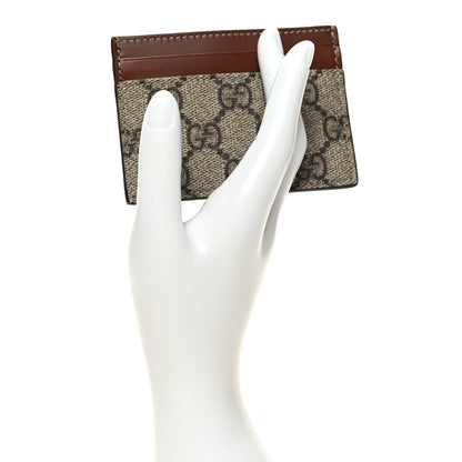 Gucci GG Supreme Monogram Calfskin Card Holder Beige Ebony Cuir 2 of 7