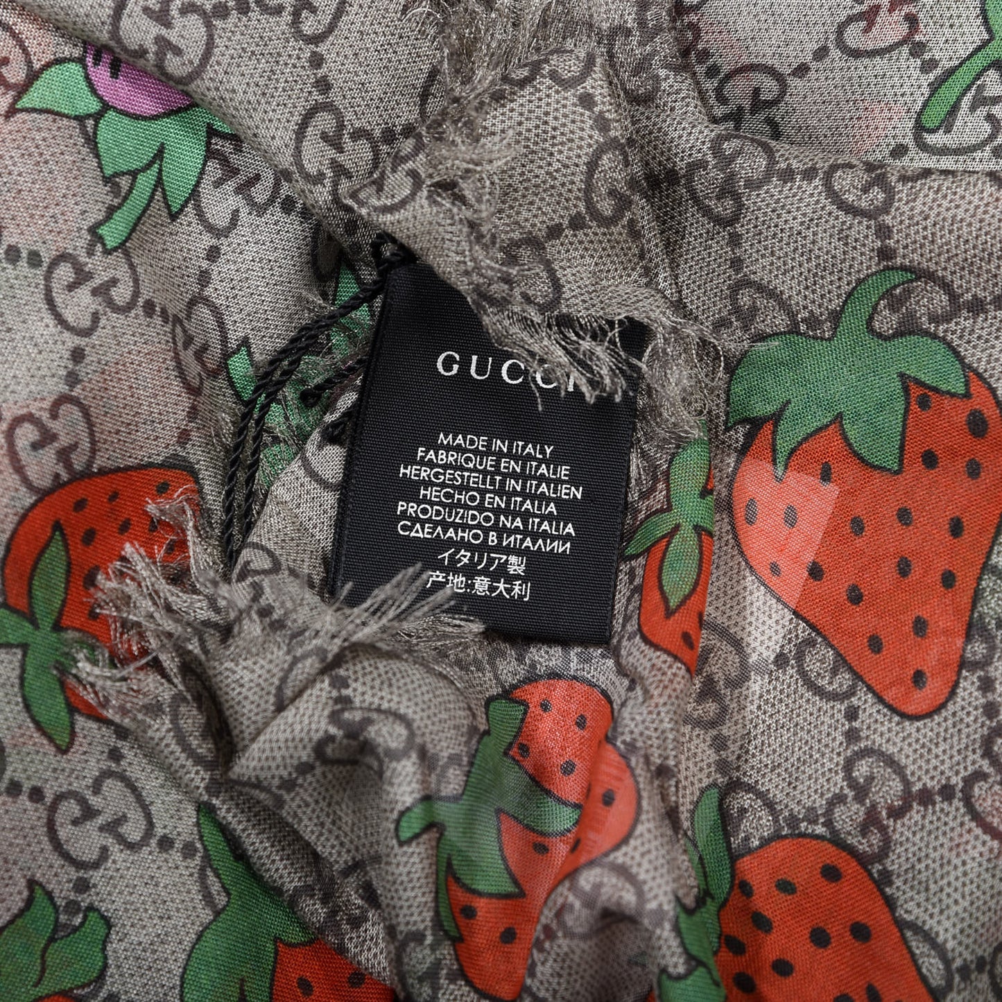 Modal Silk Monogram Strawberry Square Scarf