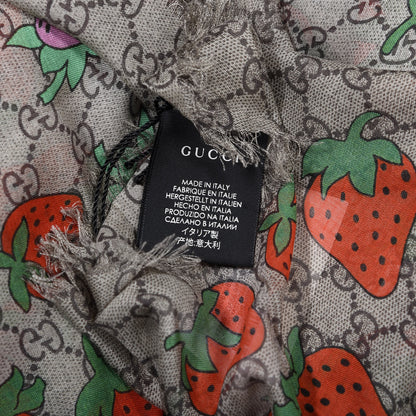 Gucci Modal Silk Monogram Strawberry Square Scarf 3 of 4