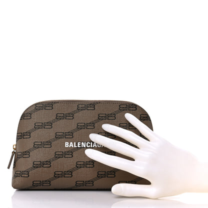 Balenciaga Coated Canvas BB Monogram Signature Toiletry Pouch Beige Brown 2 of 9