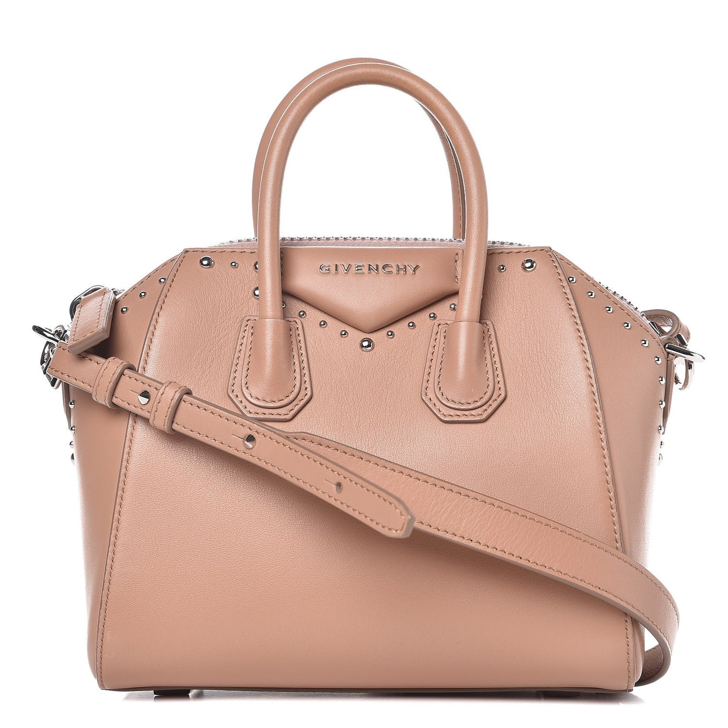 Smooth Calfskin Mini Studded Antigona Old Pink