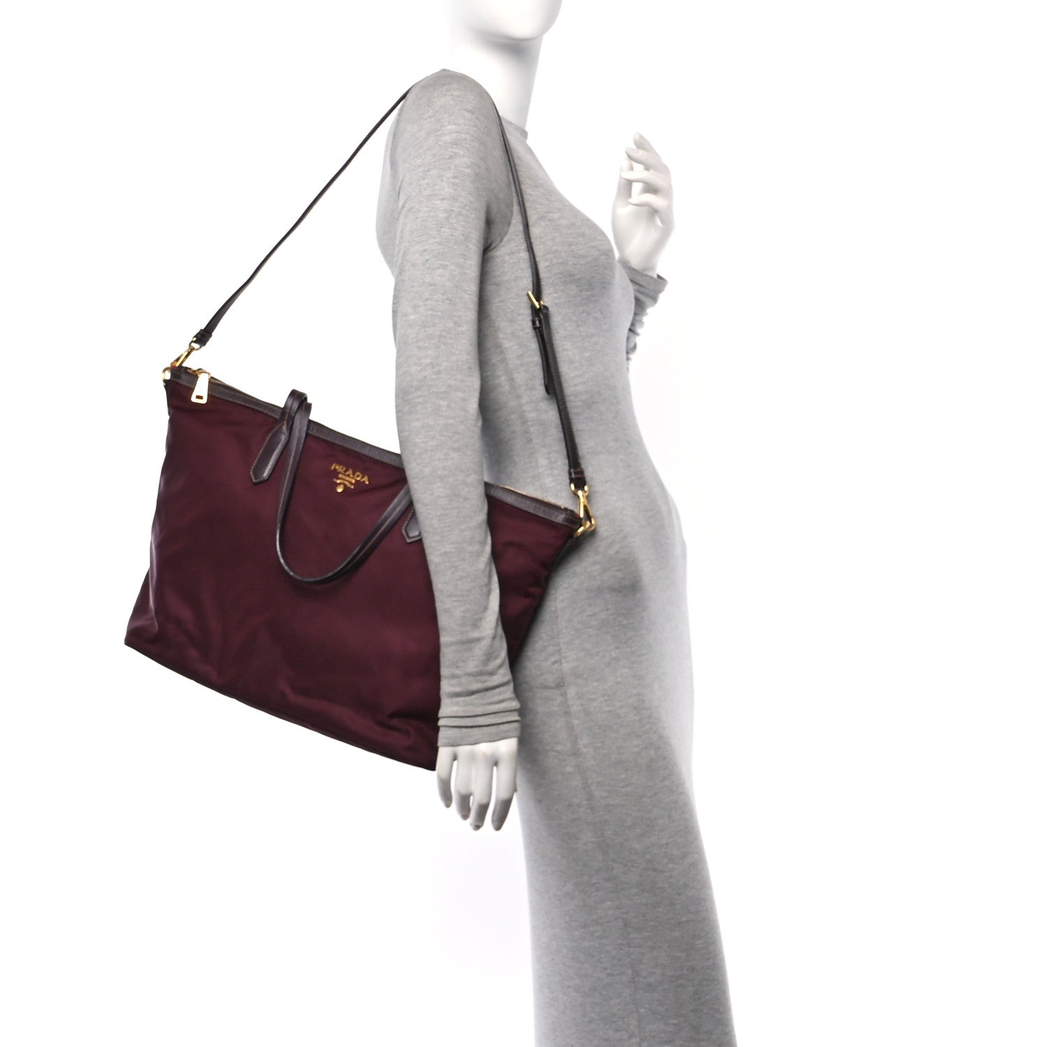 Prada Tessuto Nylon Saffiano Tote Bordeaux Etrusco 2 of 13