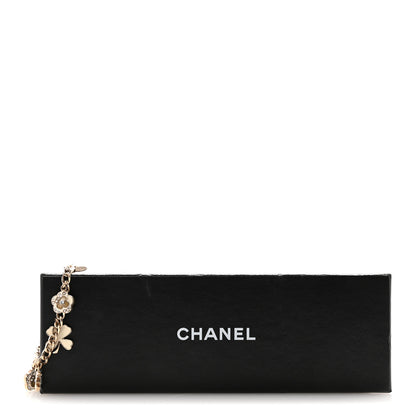Chanel Enamel Crystal Pearl CC Lucky Charms Bracelet Gold White 5 of 5