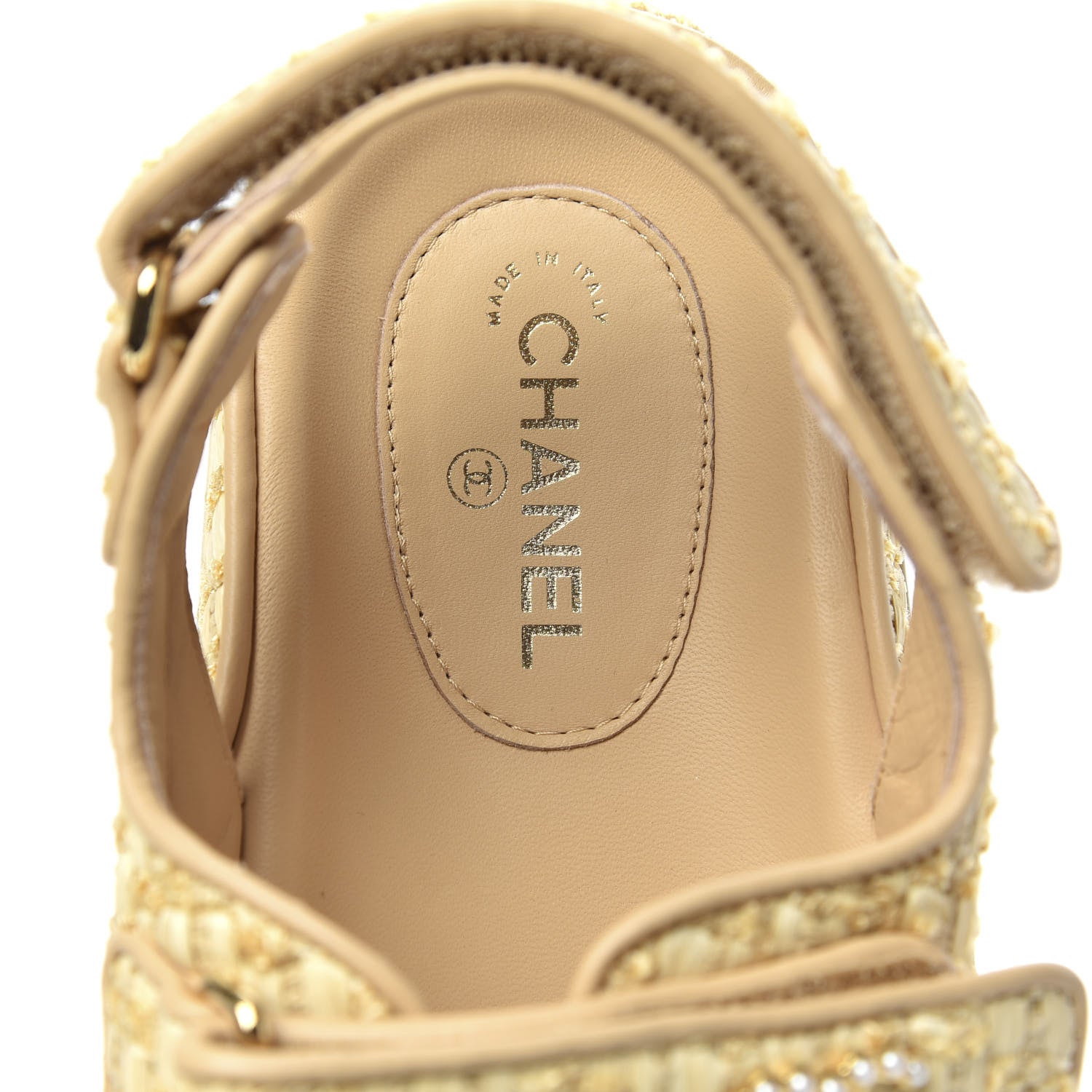 Chanel Braided Fabric Velcro Dad Sandals 36.5 Beige 6 of 9