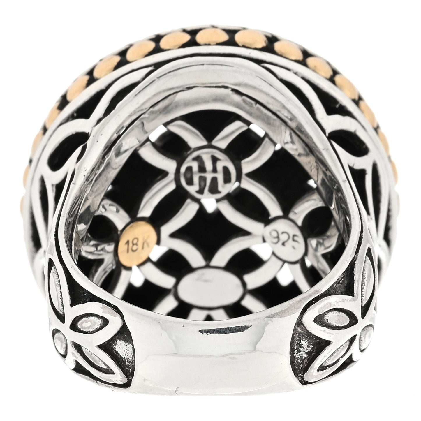 Sterling Silver 18K Yellow Gold Kawung Coin Ring 50 5.5