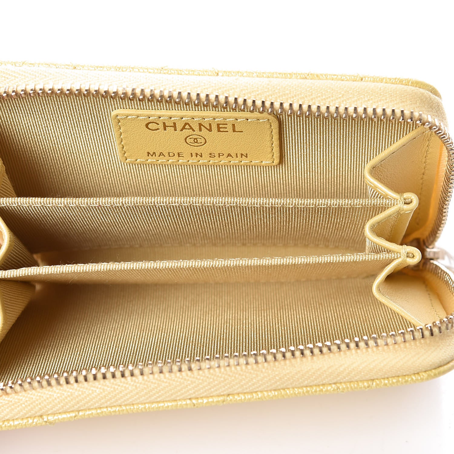 Chanel Caviar Quilted Zip Coin Purse Yellow 5 of 7