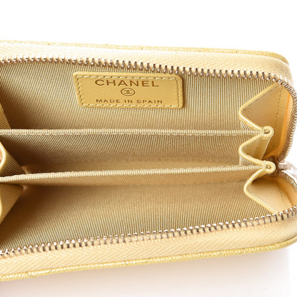 Chanel Caviar Quilted Zip Coin Purse Yellow 5 of 7