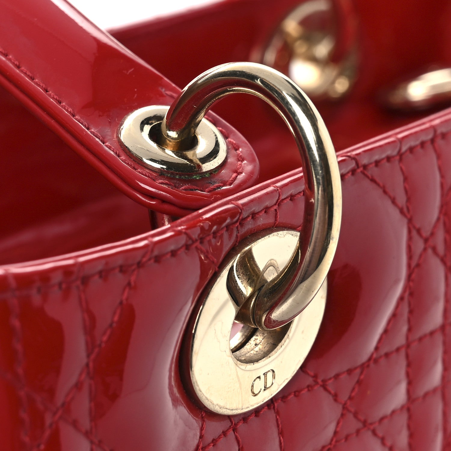 Christian Dior Patent Cannage Medium Lady Dior Red 13 of 15