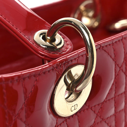 Christian Dior Patent Cannage Medium Lady Dior Red 13 of 15