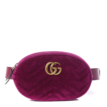 Gucci Velvet Matelasse GG Marmont Belt Bag 75 30 Fuchsia Violet Cyclamen 1 of 10