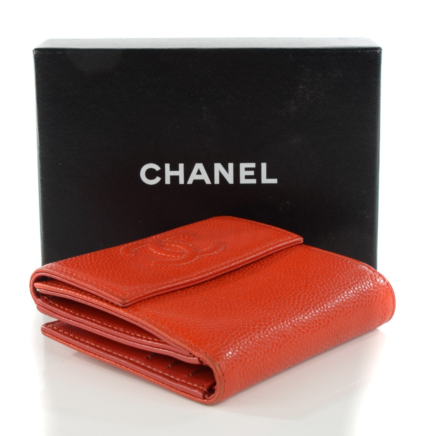 Caviar Small Timeless CC Flap Wallet Orange