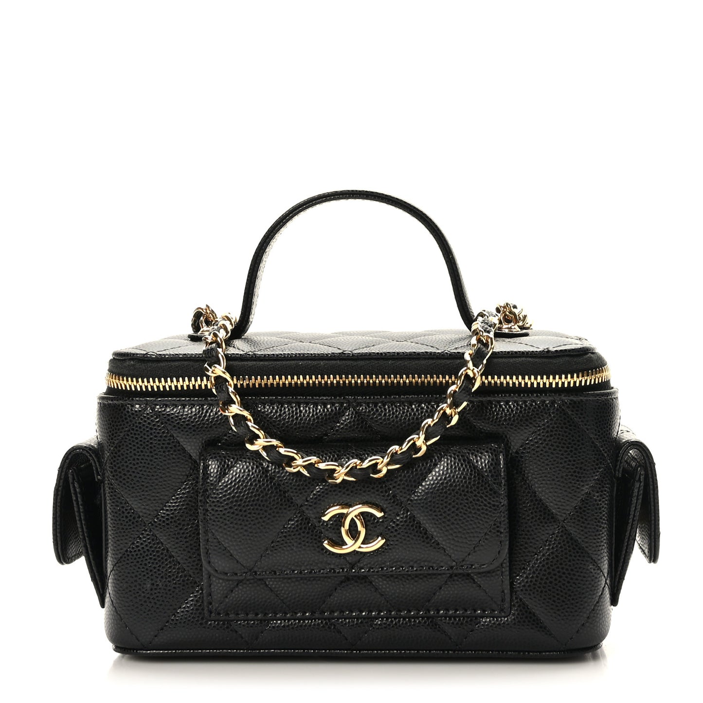 Caviar Quilted Polly Pocket East West Top Vanity With Chain Black