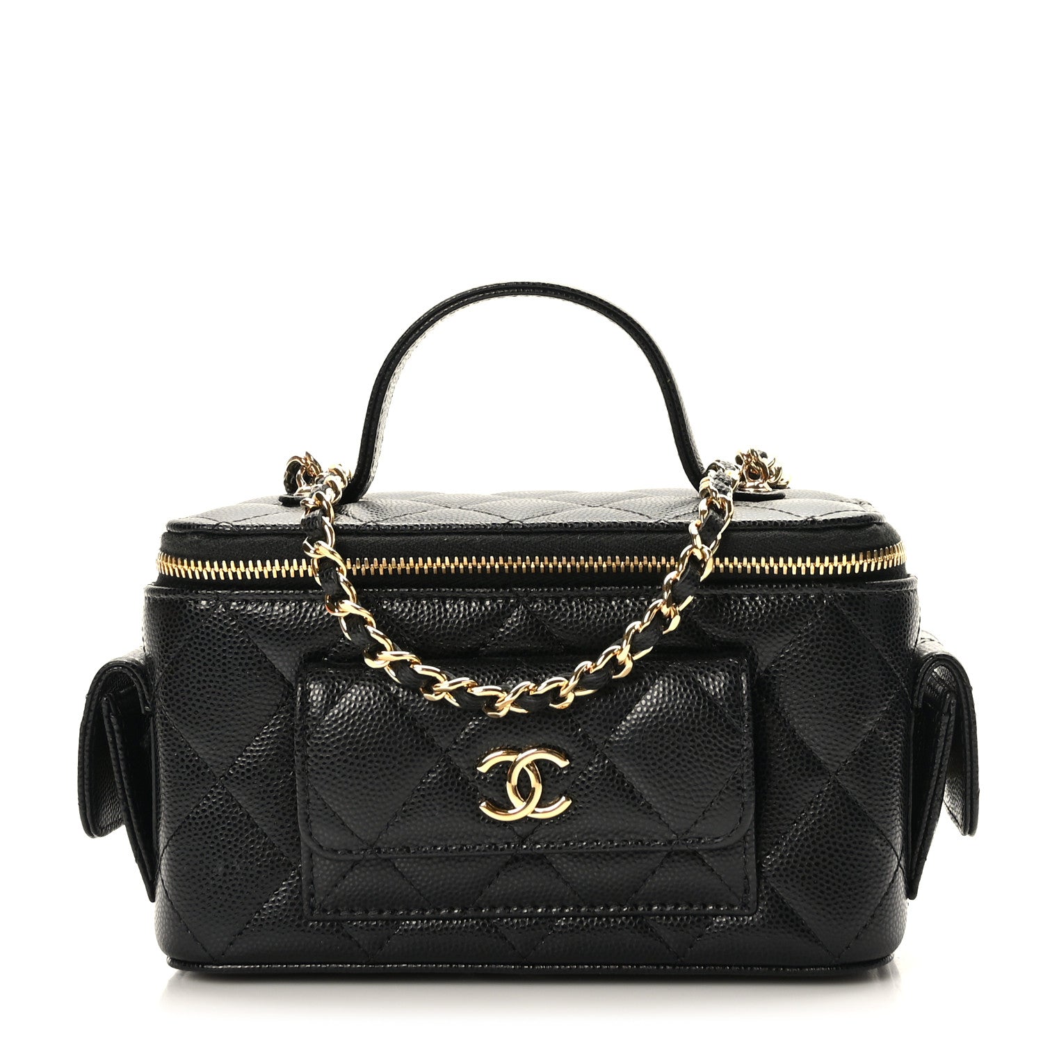 Chanel Caviar Quilted Polly Pocket East West Top Vanity With Chain Black 1 of 11