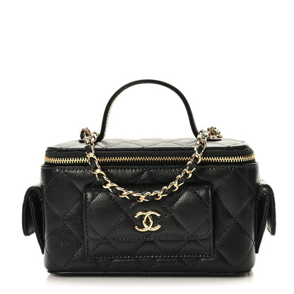 Chanel Caviar Quilted Polly Pocket East West Top Vanity With Chain Black 1 of 11