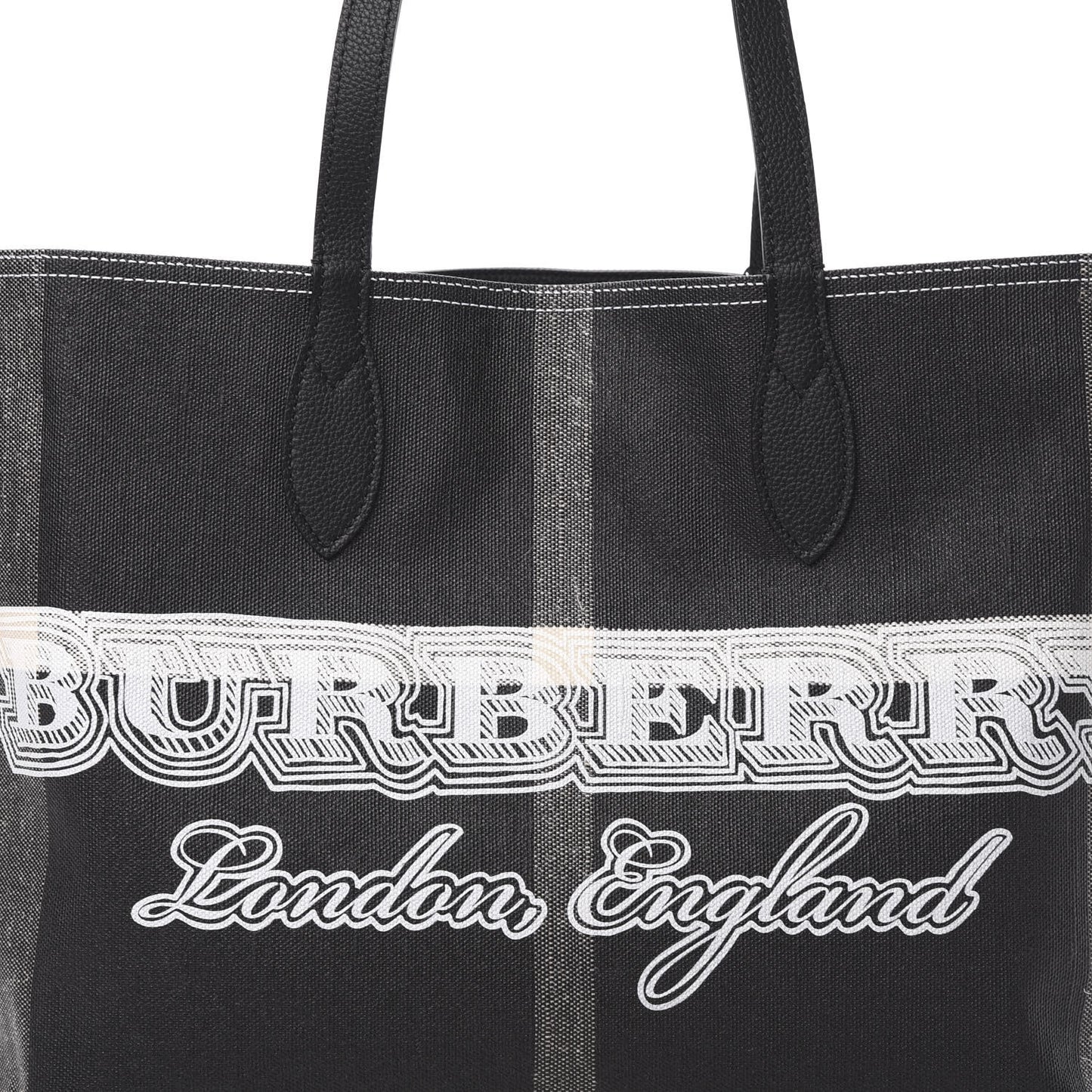 Coated Canvas Mega Check Medium Doodle Tote Black White
