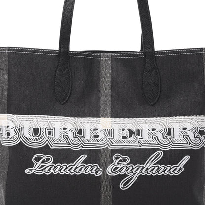 Burberry Coated Canvas Mega Check Medium Doodle Tote Black White 7 of 9
