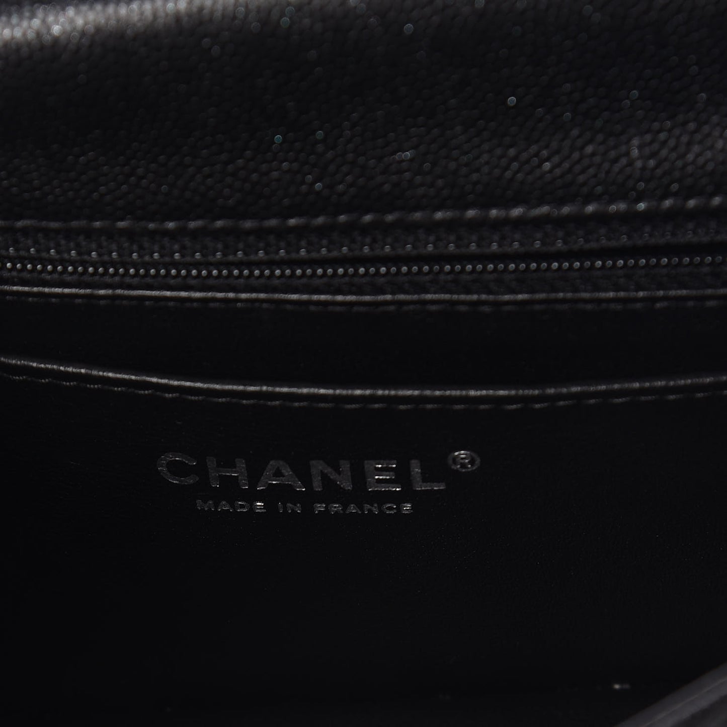Iridescent Caviar Quilted Mini Rectangular Flap Black