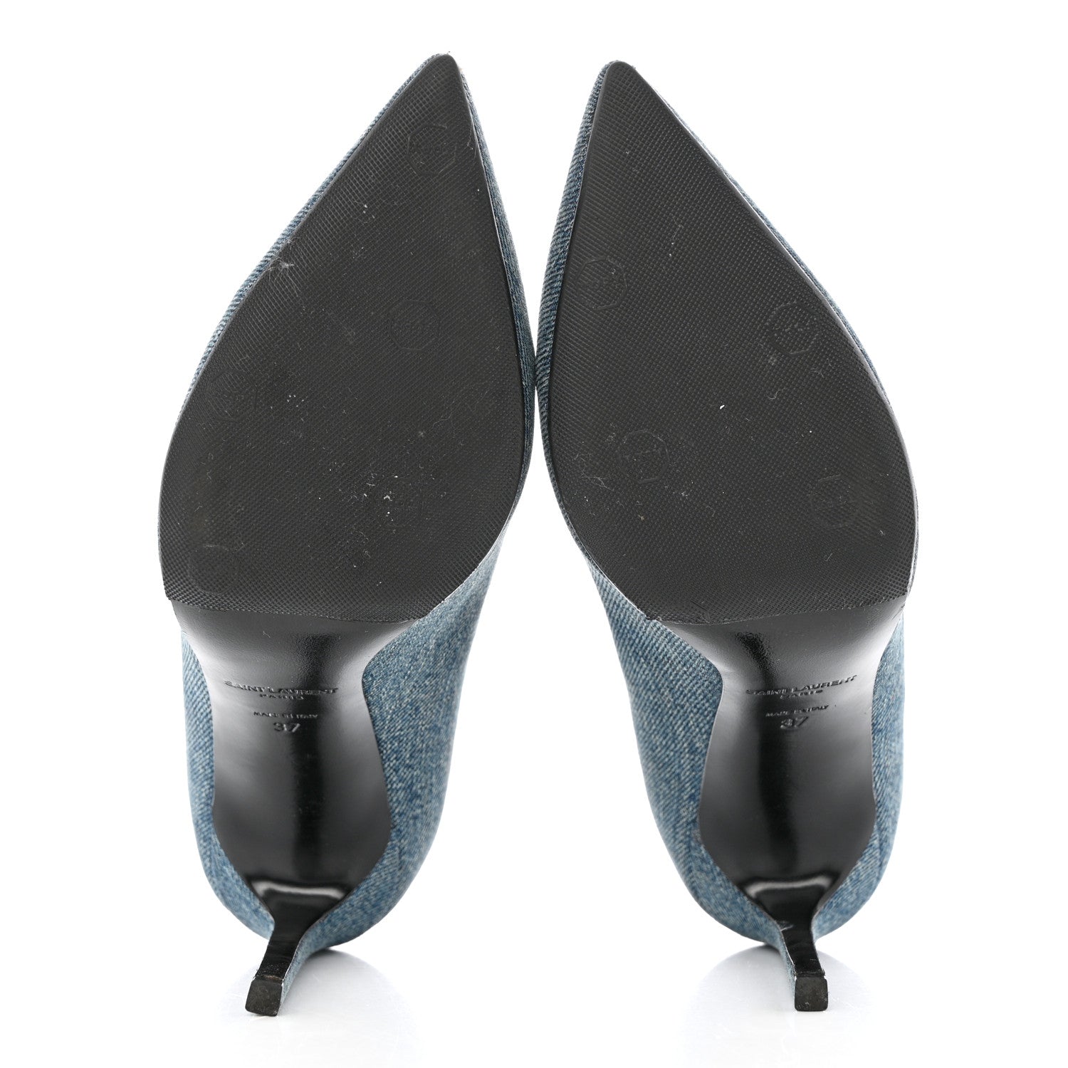 Saint Laurent Denim Classic Paris Escarpin V 105 Skinny Pumps 37 Light Blue 5 of 12