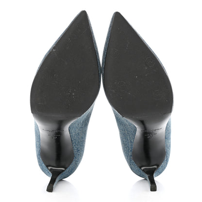 Saint Laurent Denim Classic Paris Escarpin V 105 Skinny Pumps 37 Light Blue 5 of 12