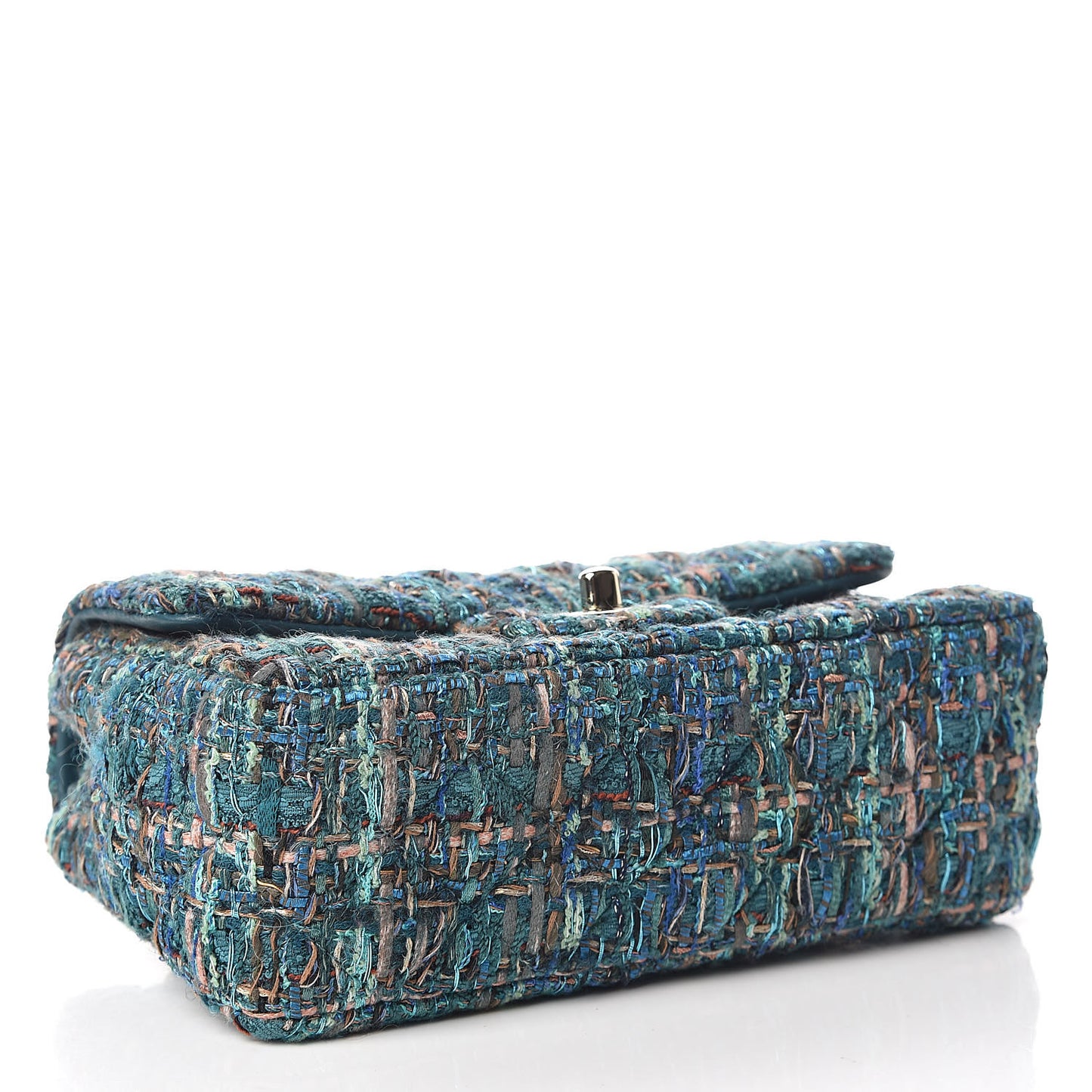 Tweed Quilted Mini Rectangular Flap Turquoise