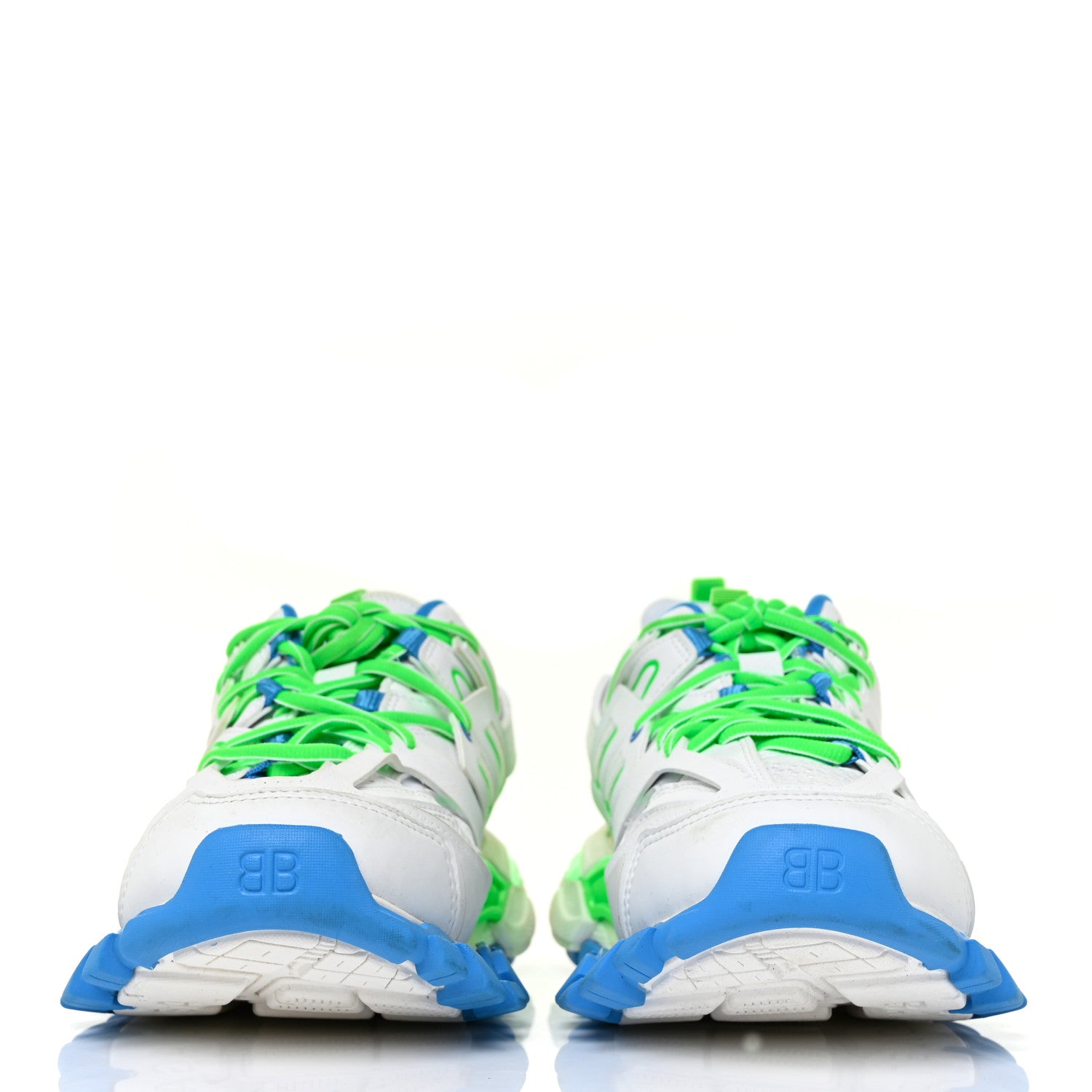 Balenciaga Mesh Rubber Womens Track Sneakers 39 White Green Blue 2 of 7
