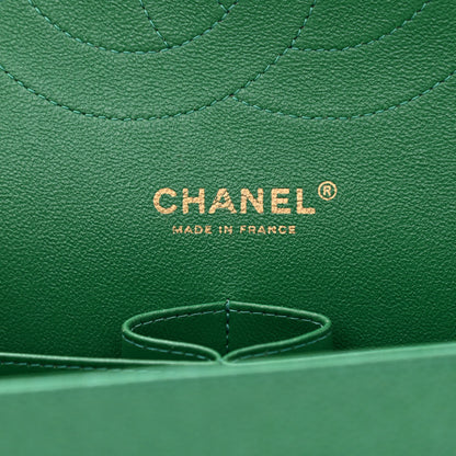 Chanel Metallic Caviar Quilted Jumbo Double Flap Green 6 of 14