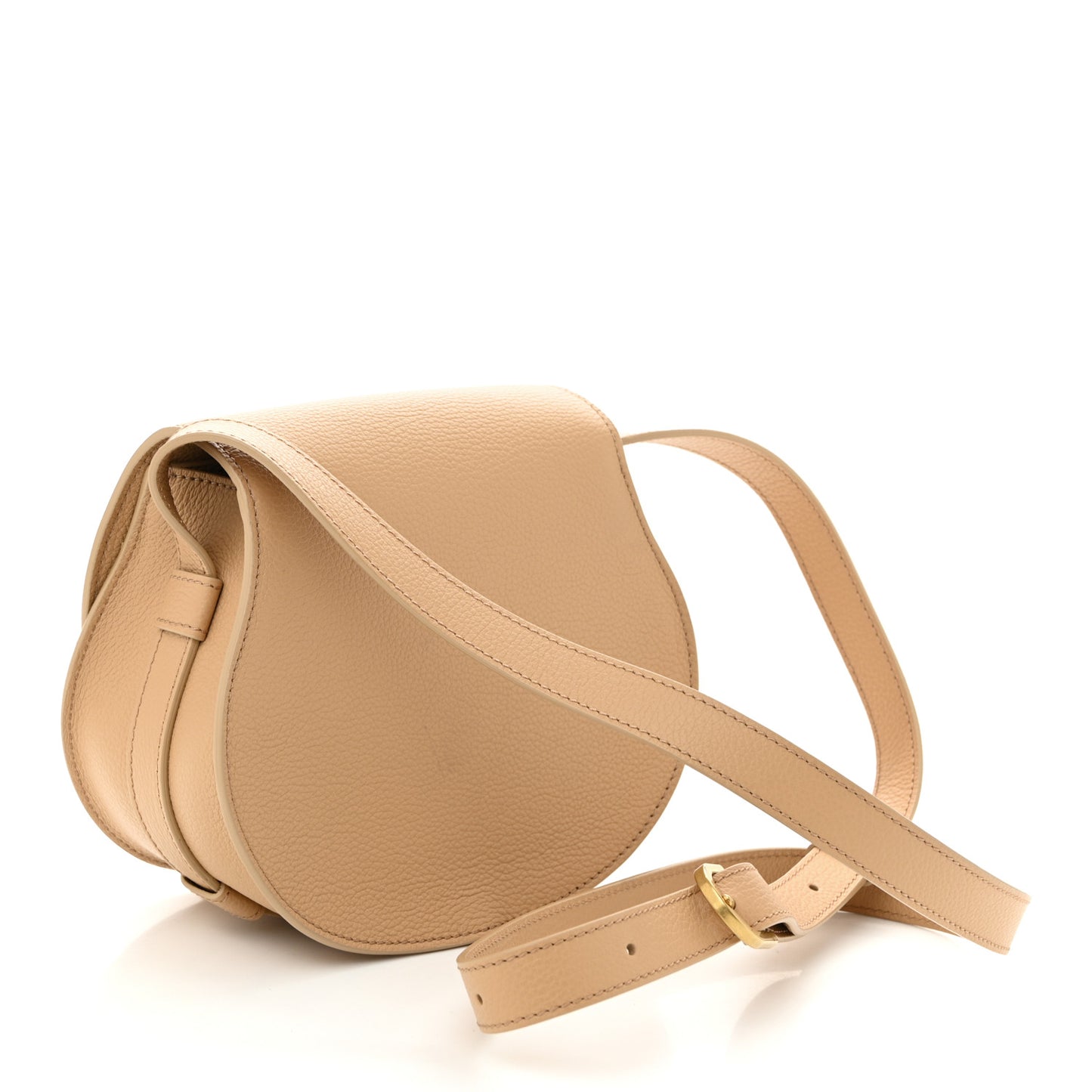 Grained Calfskin Small Marcie Saddle Bag Milky Brown