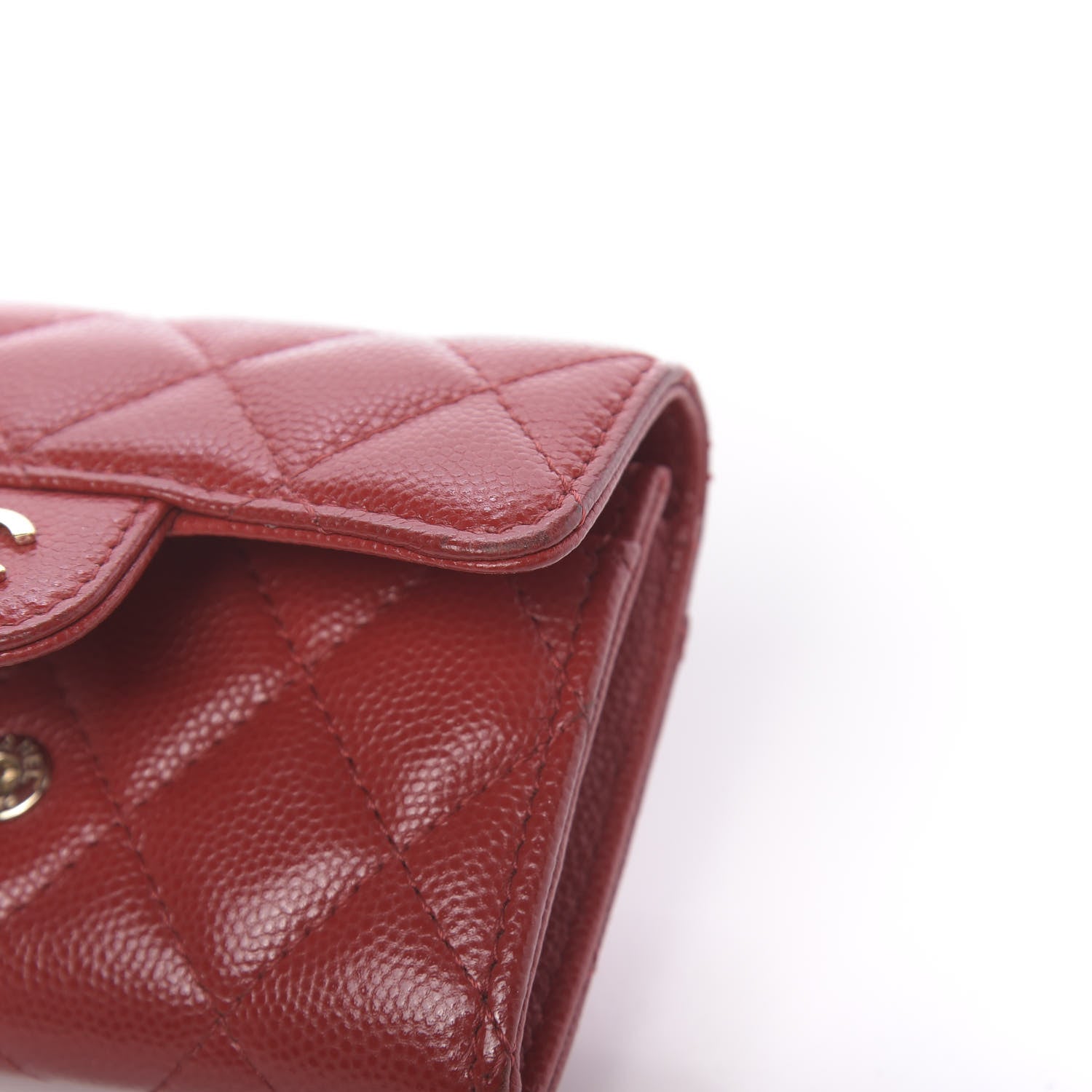 Chanel Caviar Quilted Flap Card Holder Wallet Red 9 of 15