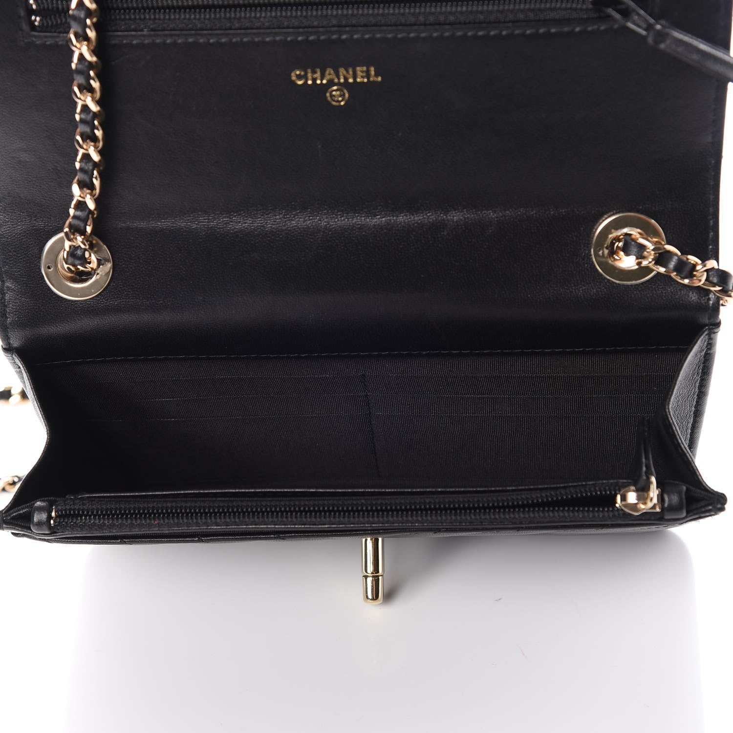 Chanel Lambskin Chevron Quilted Trendy CC Wallet On Chain WOC Black 6 of 9