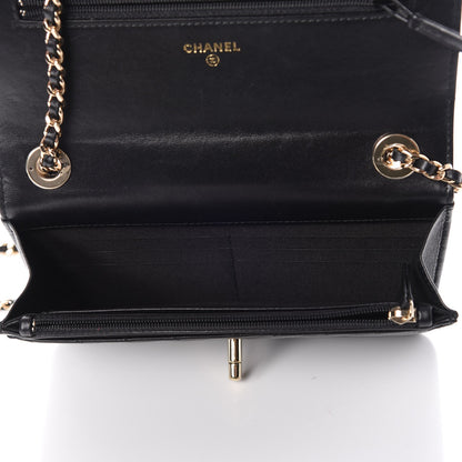 Chanel Lambskin Chevron Quilted Trendy CC Wallet On Chain WOC Black 6 of 9