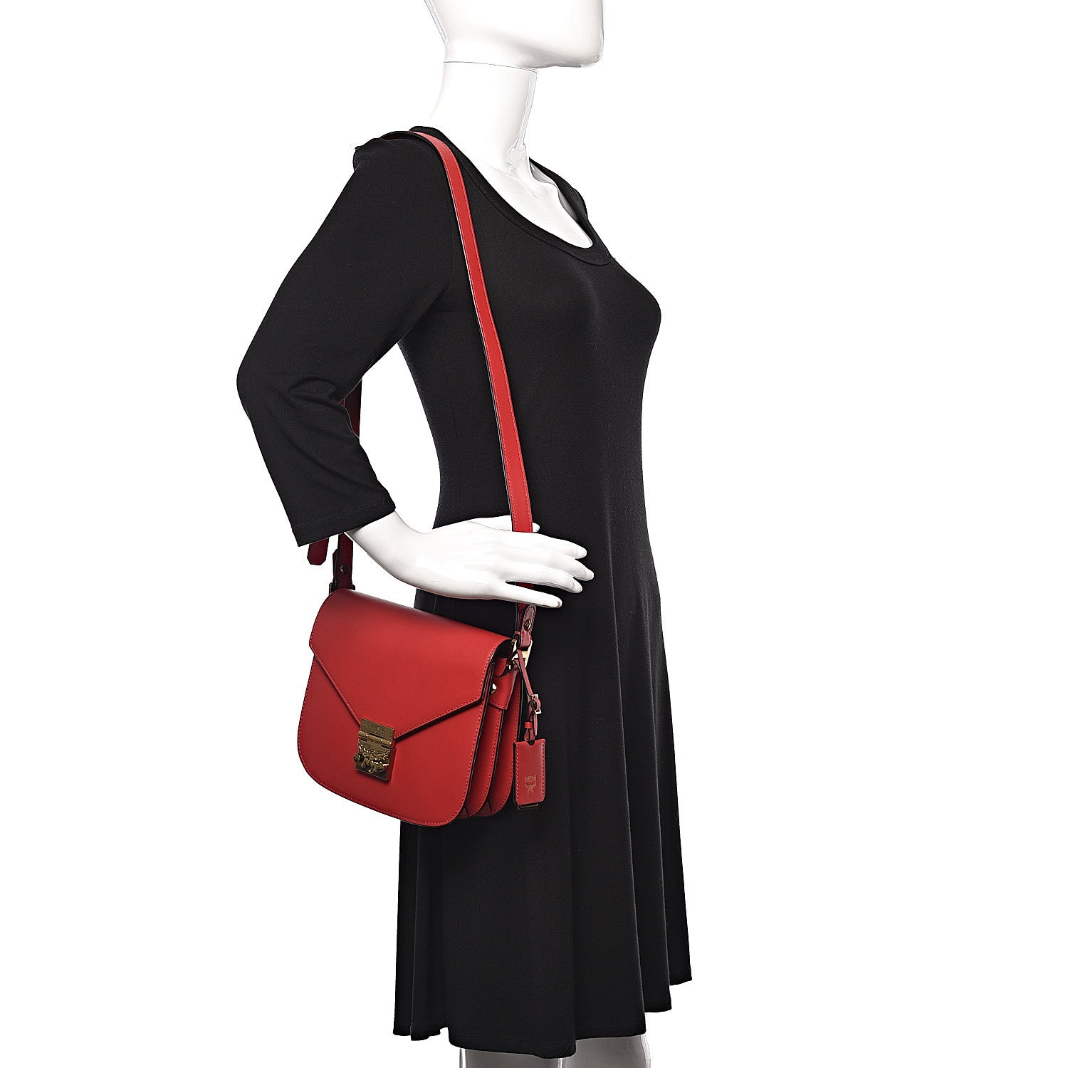 MCM Calfskin Patricia Crossbody Bag Red 2 of 12