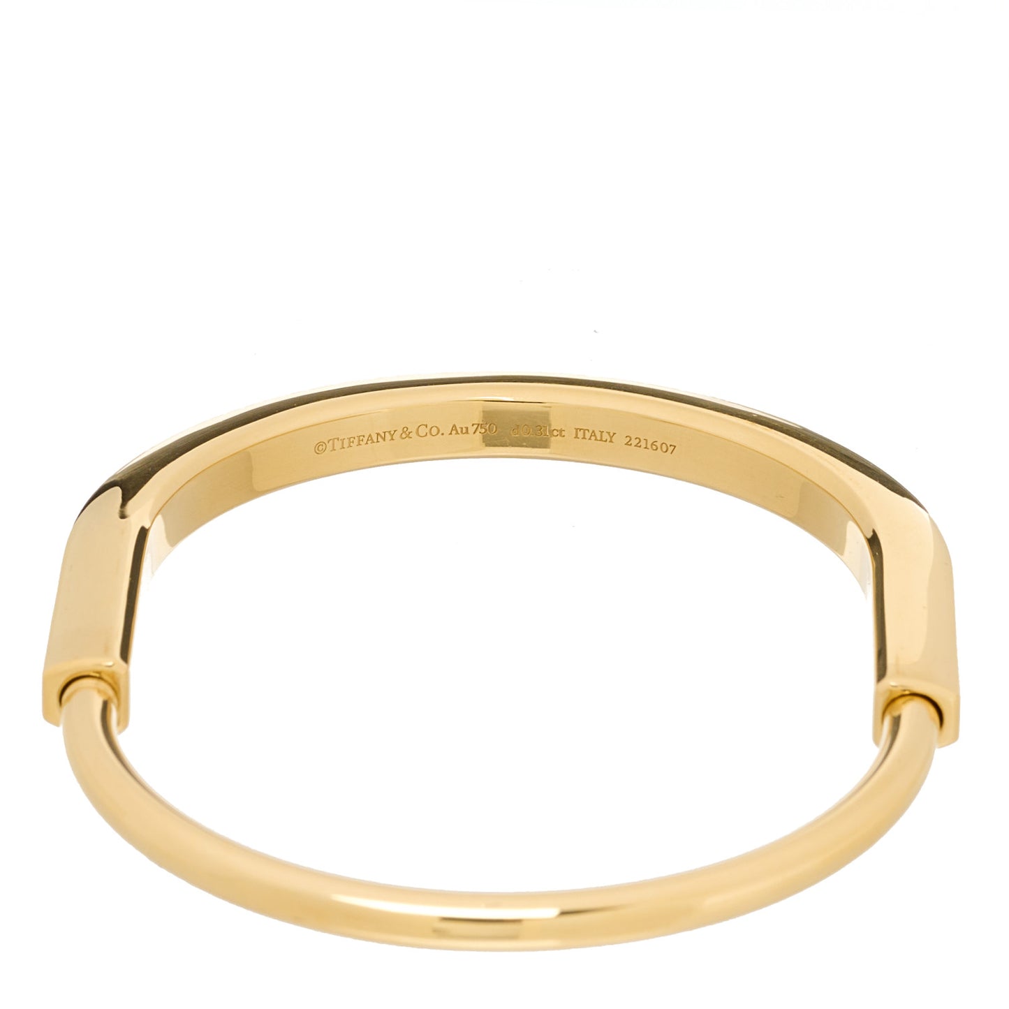 18K Yellow Gold Diamond Tiffany Lock Bangle Bracelet