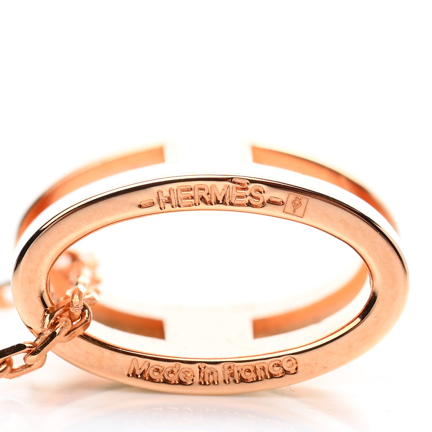 Lacquered Rose Gold Pop H Pendant Necklace White