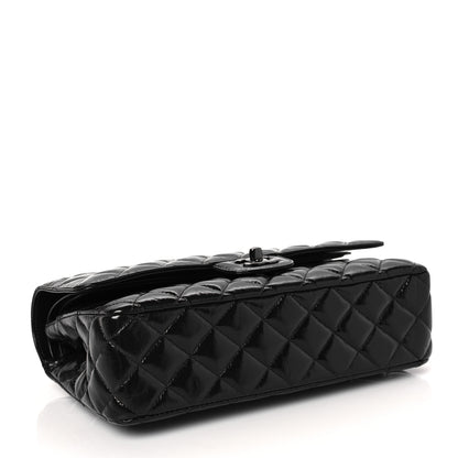 Chanel Shiny Crumpled Calfskin Quilted Medium Double Flap So Black 4 of 8