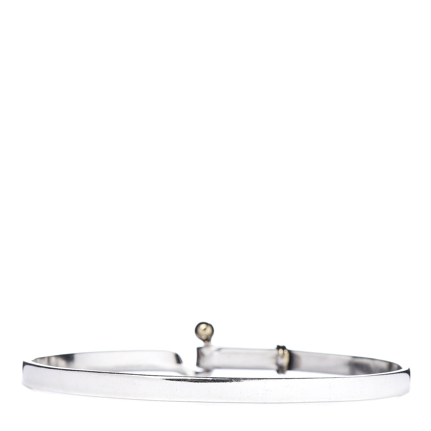 Sterling Silver 18K Yellow Gold Hook Eye Bangle Bracelet