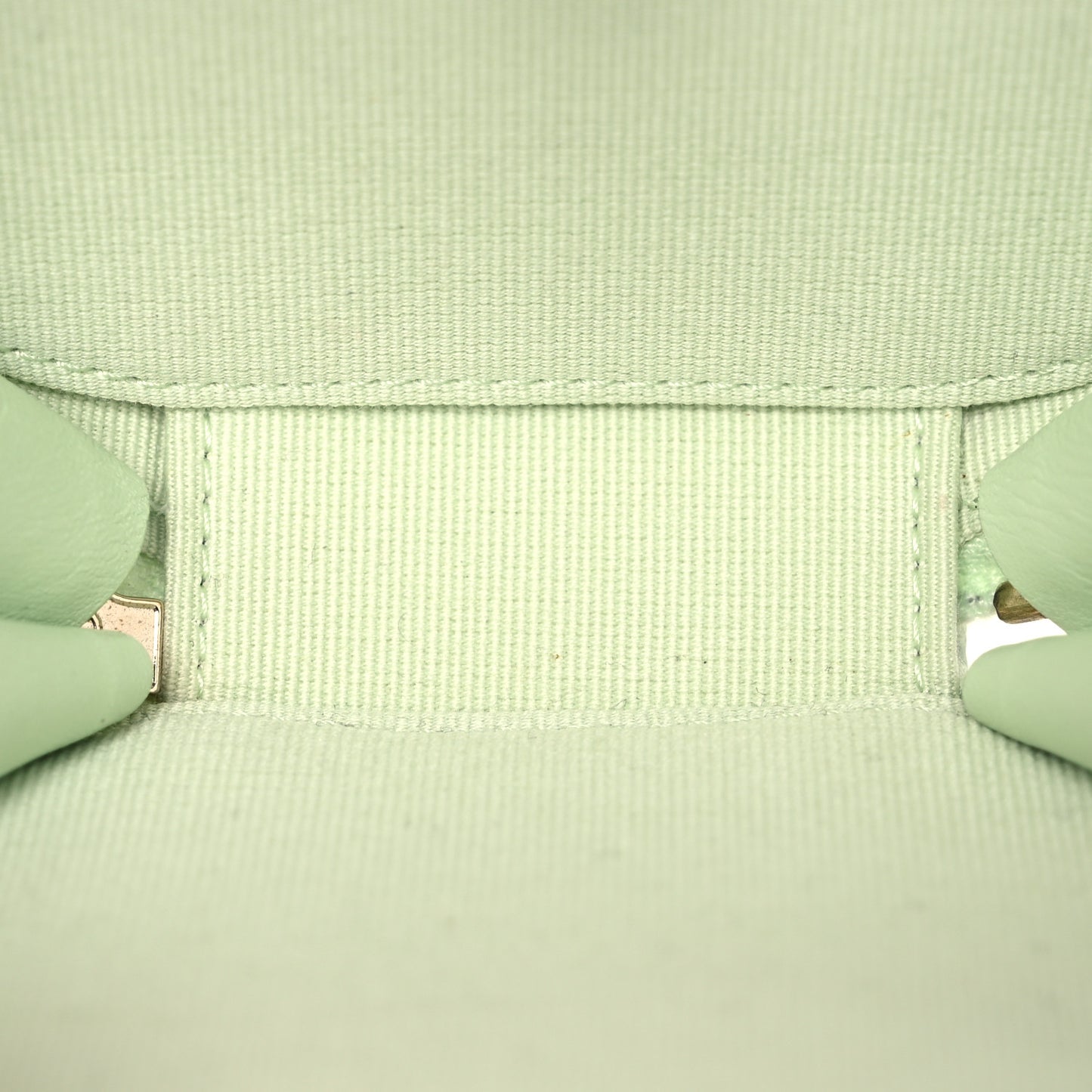 Caviar Quilted Round Handle With Care Vanity With Chain Light Green