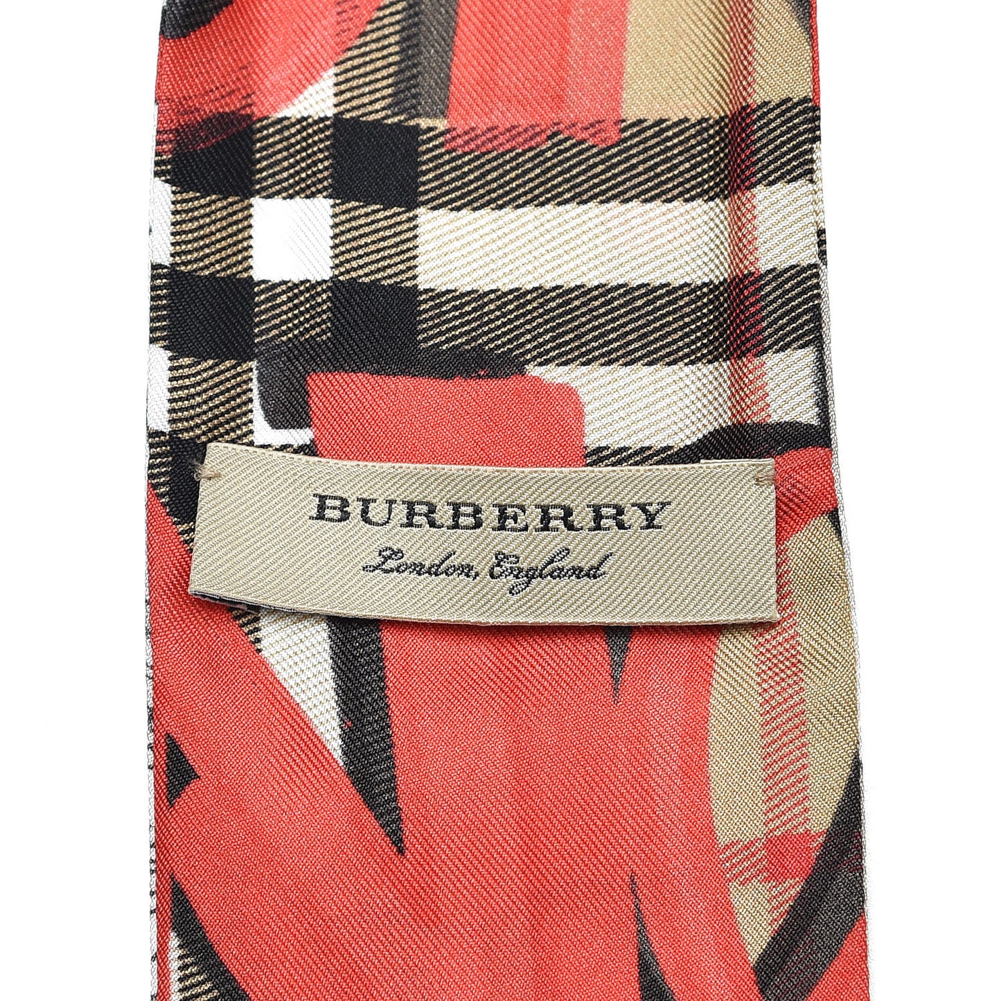 Silk Graffiti Print Floral Ribbon Scarf Bright Red