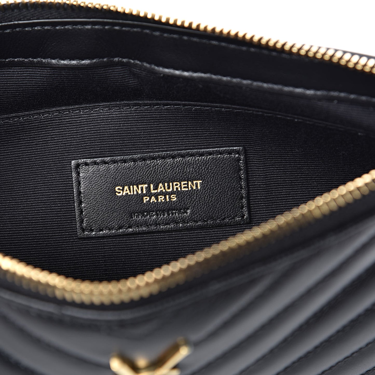 Calfskin Matelasse Chevron Monogram A5 Wristlet Black