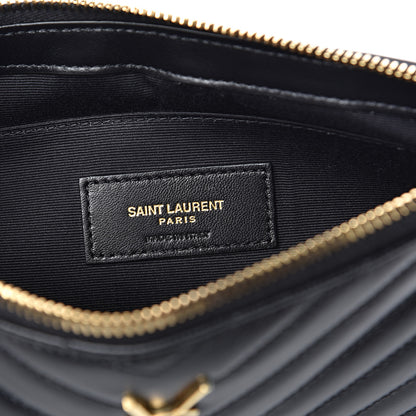 Saint Laurent Calfskin Matelasse Chevron Monogram A5 Wristlet Black 5 of 8