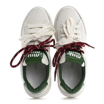 Miu Miu Calfskin Womens Low Top Sneakers 36.5 White Green 2 of 11