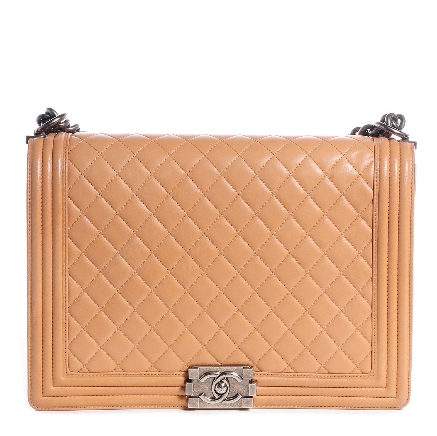 Lambskin Quilted Large Boy Flap Beige