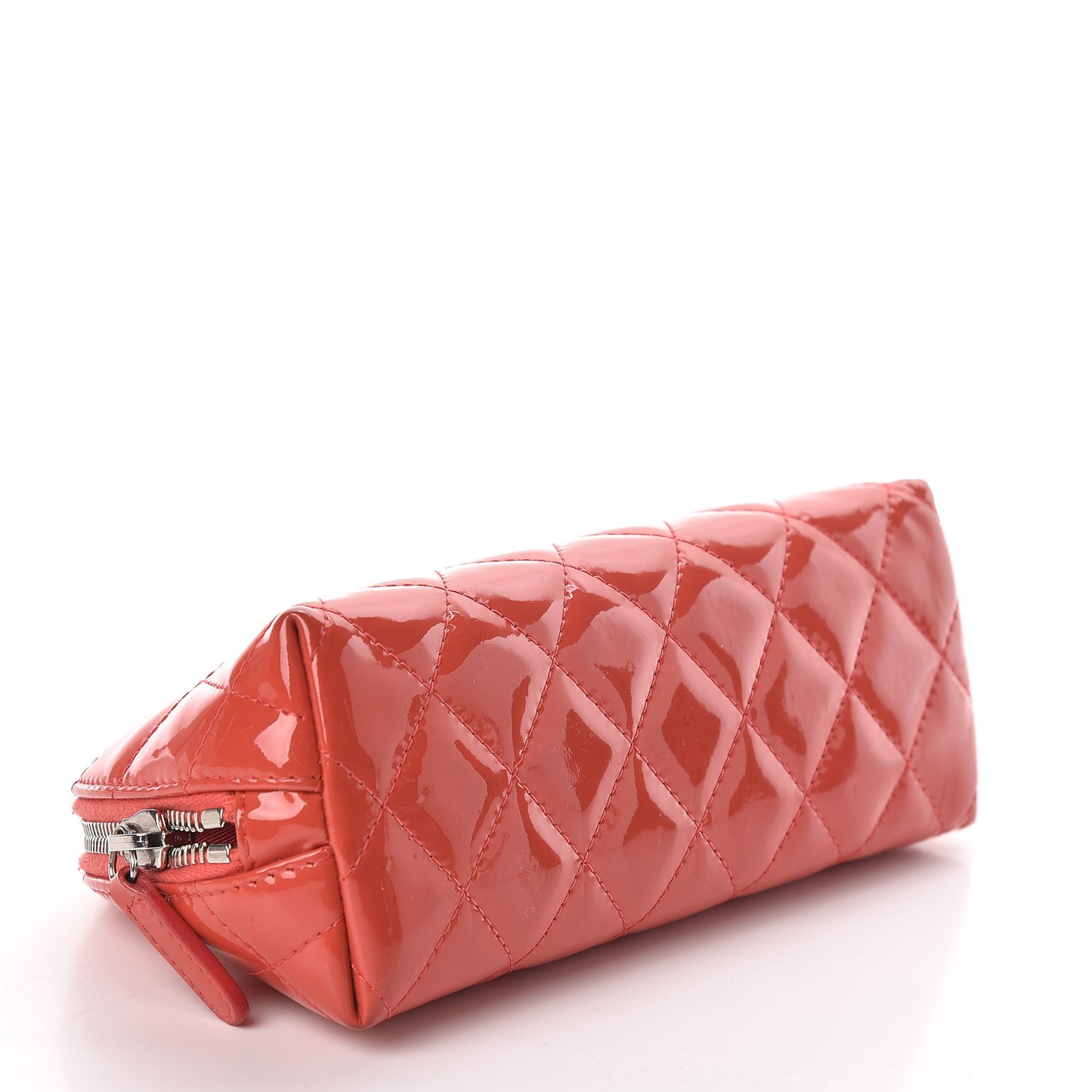 Patent Quilted Cosmetic Case Coral