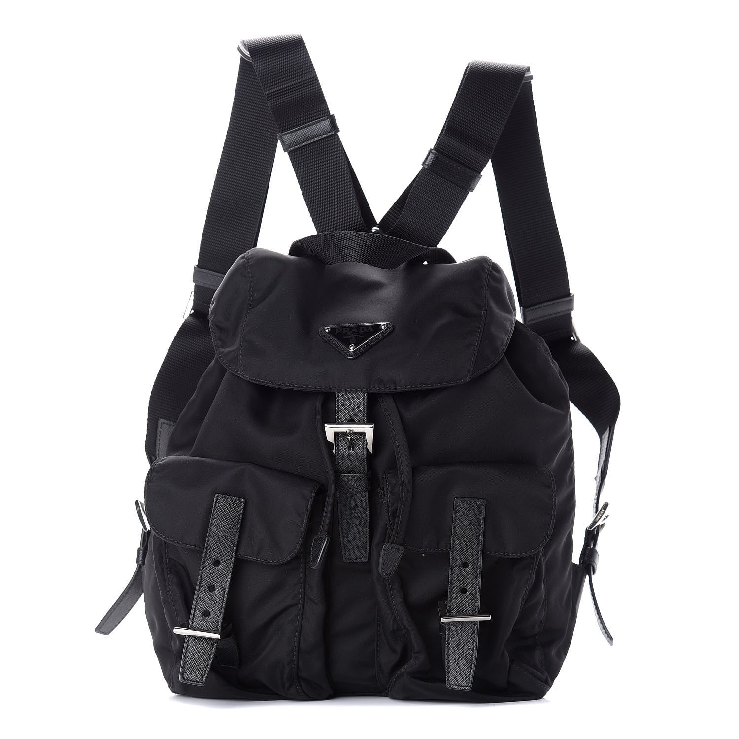 Prada Tessuto Nylon Saffiano Medium Backpack Black 1 of 8