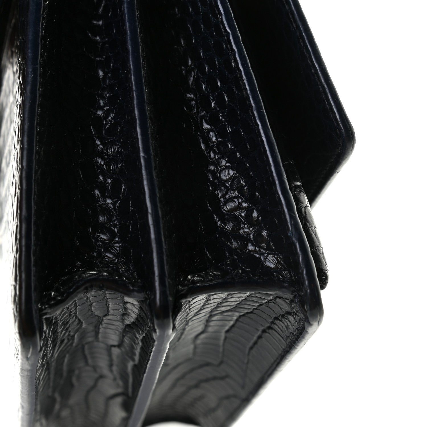 Saint Laurent Calfskin Crocodile Embossed Medium Monogram Sunset Navy 18 of 18
