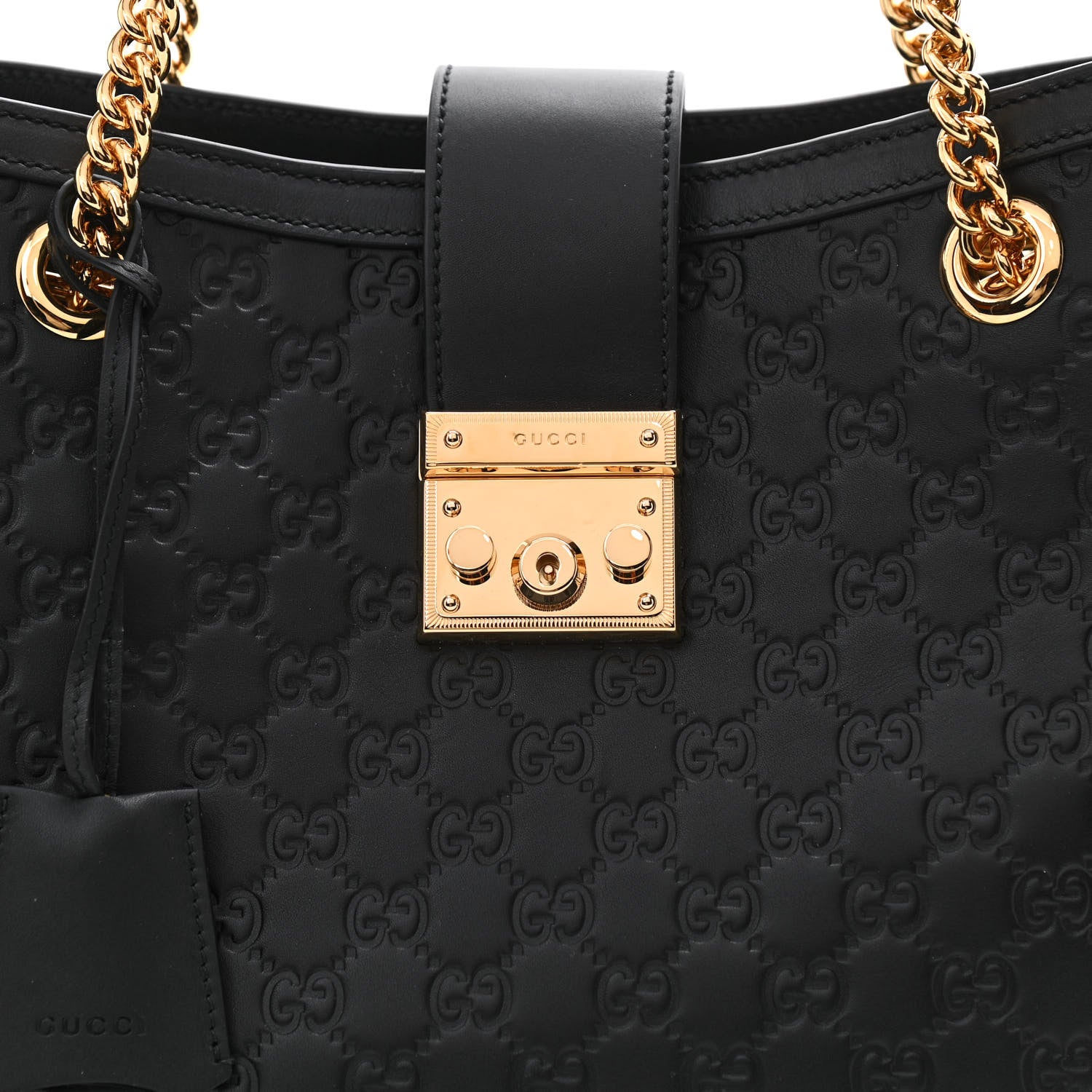 Gucci Guccissima Medium Padlock Tote Black 8 of 11