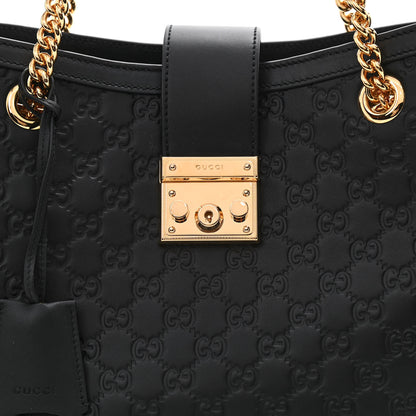 Gucci Guccissima Medium Padlock Tote Black 8 of 11