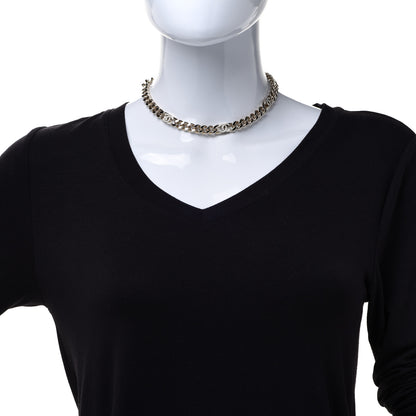 Chanel Metal Enamel Chain CC Choker Gold White 2 of 6