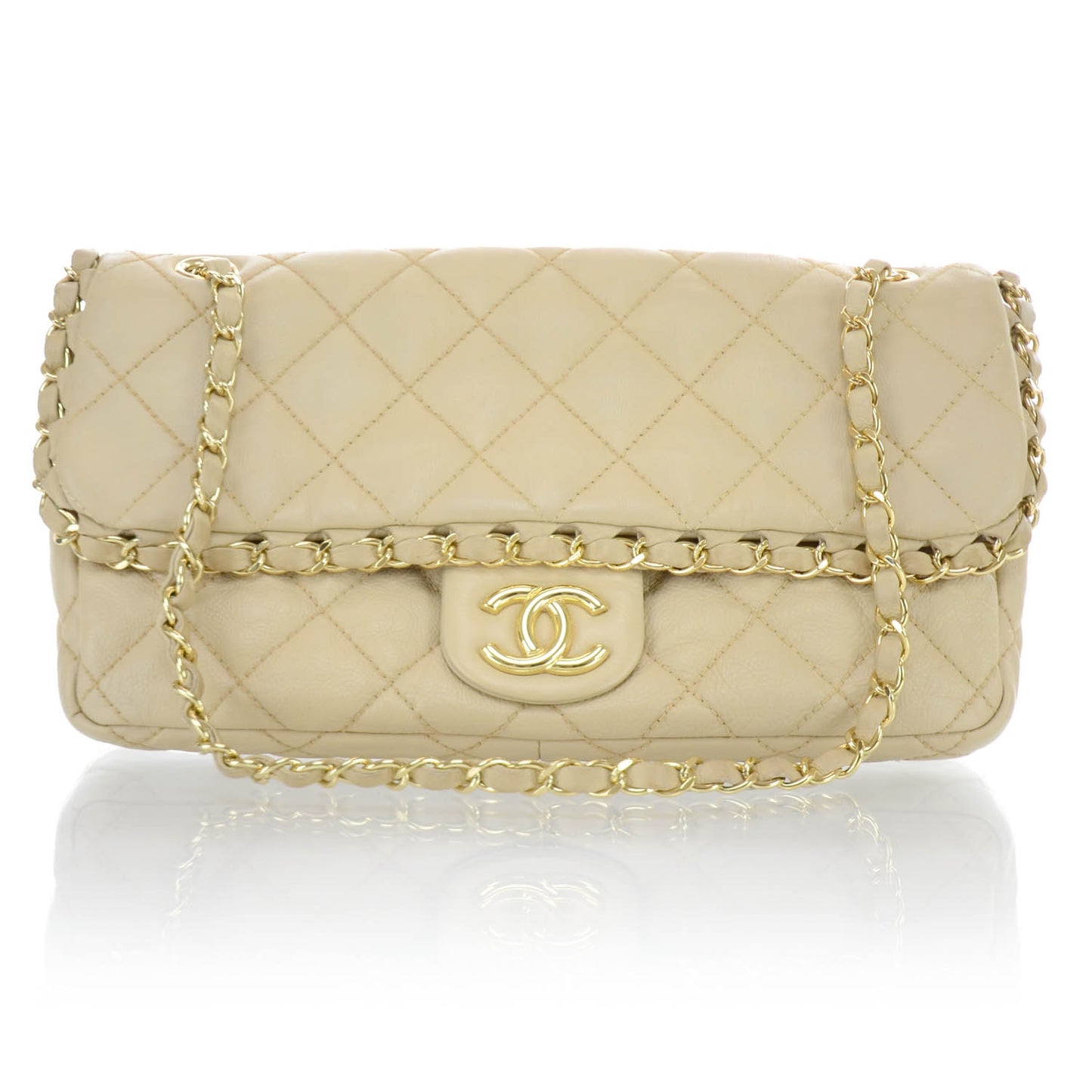 Lambskin Quilted Chain Me Flap Beige