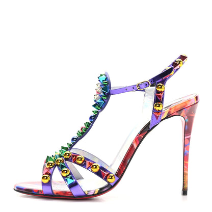 Christian Louboutin Patent Embellished Goldora Disco 100 Sandals 39 Multicolor 1 of 7