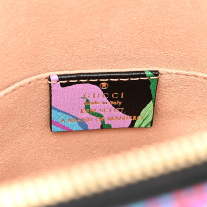 Gucci X KEN SCOTT New Shangai Calfskin Jenny Floral Print Mini Horsebit 1955 Top Handle Bag Black Pink 6 of 10